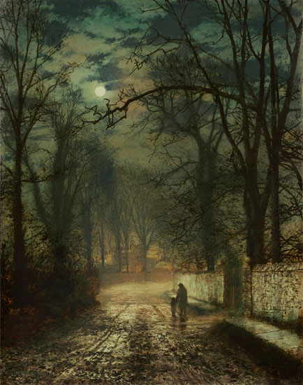 A Moonlit Lane, John Atkinson Grimshaw