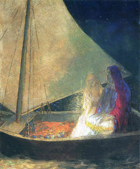 Boat with Two Figures, Redon