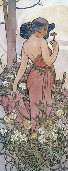 Carnations, Alphonse Mucha 