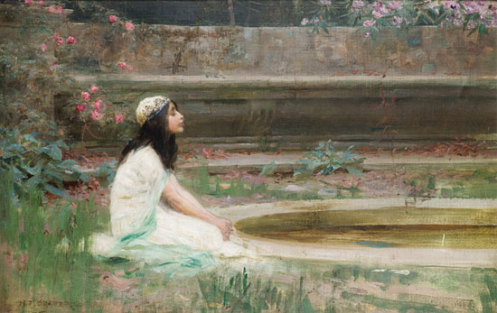 A Young Girl by a Pool, Herbert James Draper