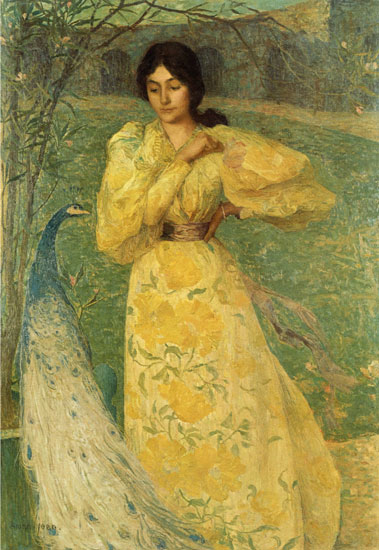 Girl with a Peacock