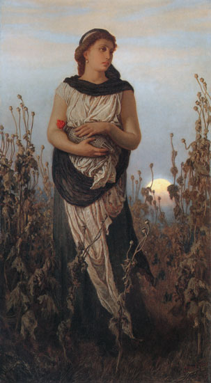 Girl with Poppies, Elihu Vedder
