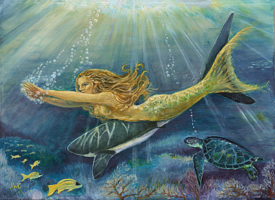 Mermaid, Shark, and Sea Turtle

