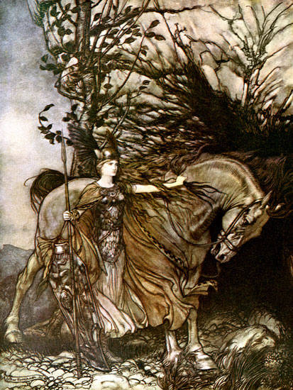 Brünnhilde and Her Horse, Arthur Rackham
