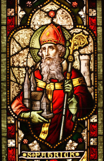 Saint Patrick , stained glass window)