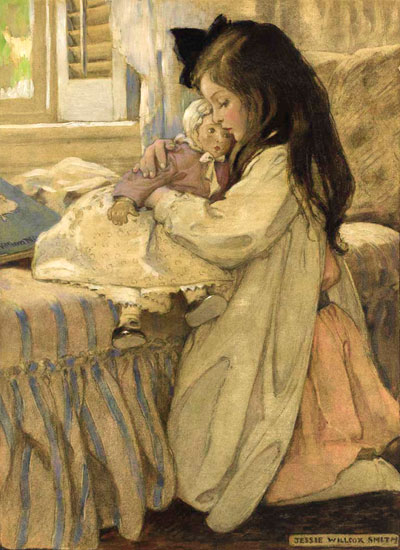 Girl withDoll, Jessie Willcox Smith