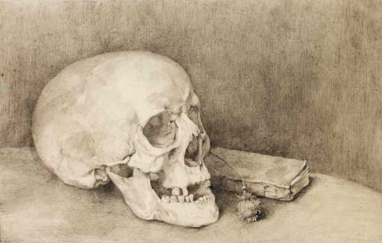 Still Life with Skull and Book, Jan Mankes