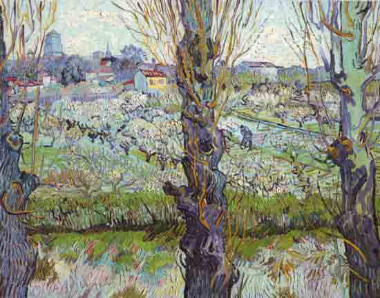 ew of Arles Flowering Orchards, Vincent van Gogh