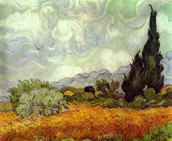 Wheat Field with Cypress,  Vincent van Gogh