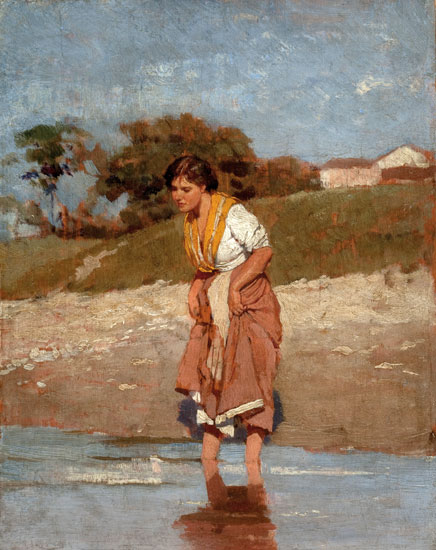 Young Girl Standing In the Water, von Blaas