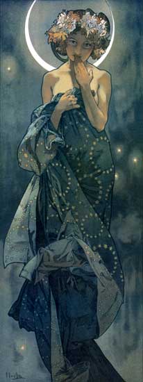 Moon, Alphonse Mucha 