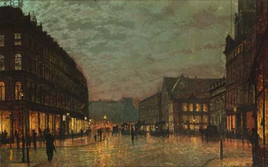 Boar Lane, Leeds by Lamplight