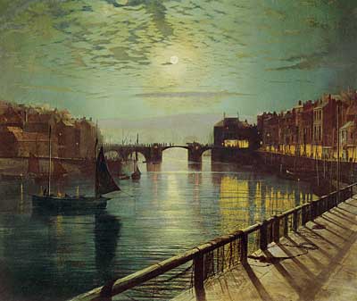 Whitby Harbor by Moonlight, John Atkinson Grimshaw