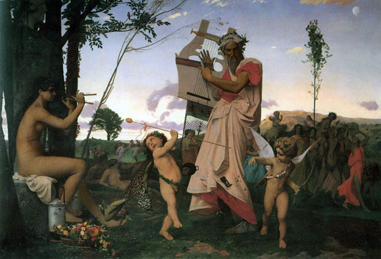 Anacreon with Bacchus and Cupid , Jean Leon Gerome