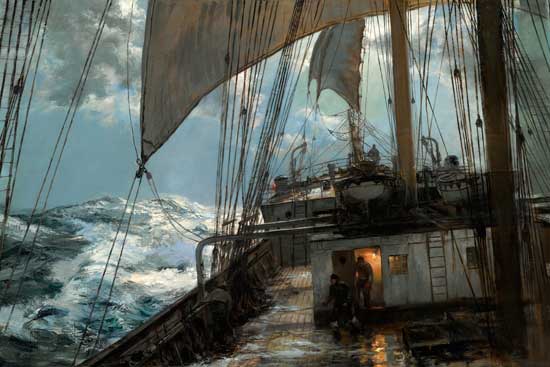 A Night at Sea,  Montague Dawson