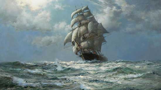 Moonlight, South Pacific, Montague Dawson