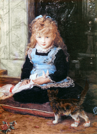 Victorian Girl with a Kitten