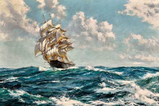 Gleaming Foam, Chariot of Fame, Montague Dawson