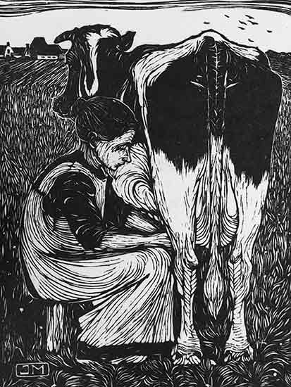 Milk Cow, woodcut, Jan Mankes