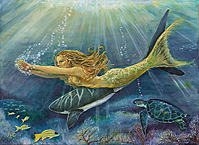 Mermaid,shark,sea turtle