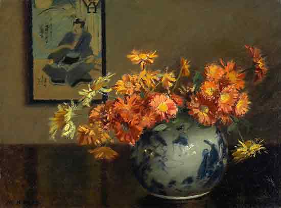 Chrysanthemums, A Japanese Vase Arrangment,  Mary Hiester Reid