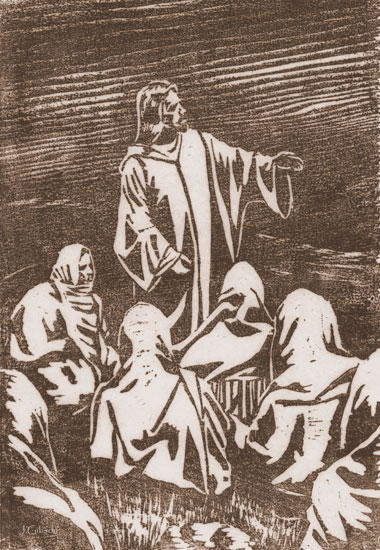 Sermon on the Mount, Woodcut, Joyce Gibson